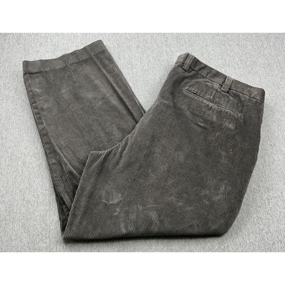Orvis Corduroy Pleated Pants Mens 42x28.5 Gray Baggy Fit Wide Straight Leg‎